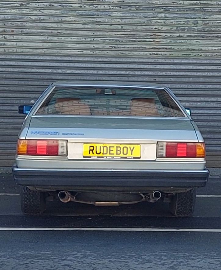 Maserati with RUDEBOY plate